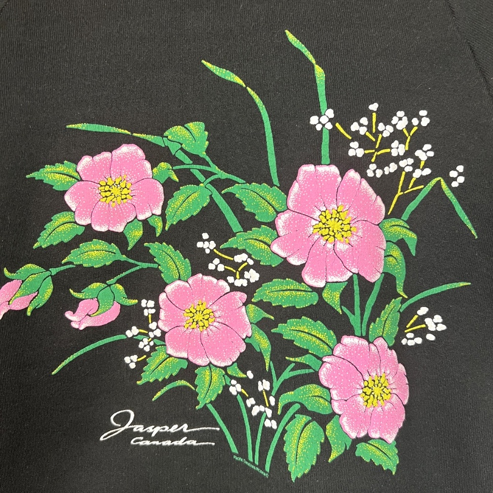 Vintage Fruit Of The Loom Wild Rose Flower Jasper Canada Nature Sweatshirt S - Picture 6 of 8